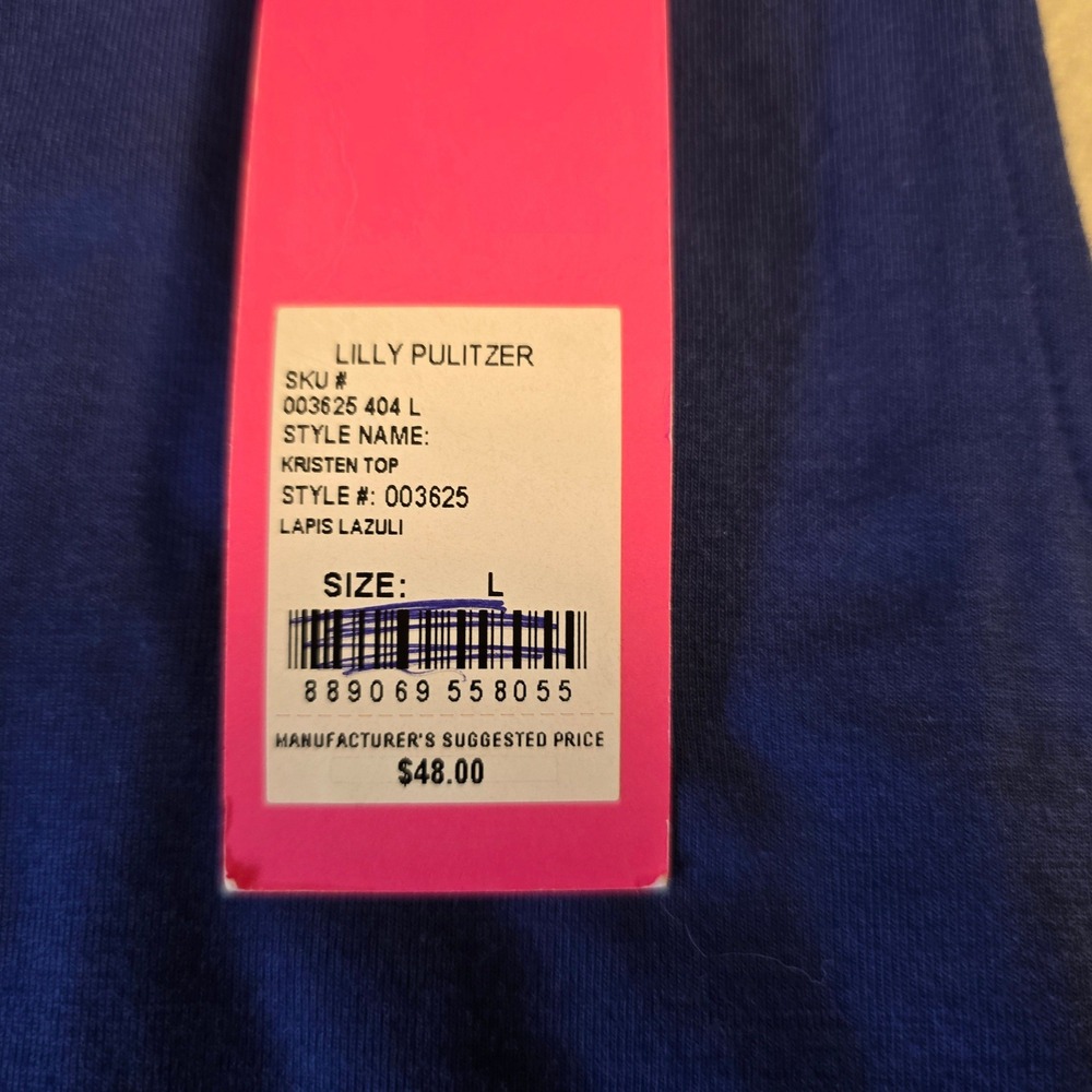 Lilly Pulitzer Kristen Top Lapis Lazuli Blue Strappy Back Tank Large 003625 - Picture 5 of 8